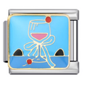 silver charm with a wine glass on a blue background