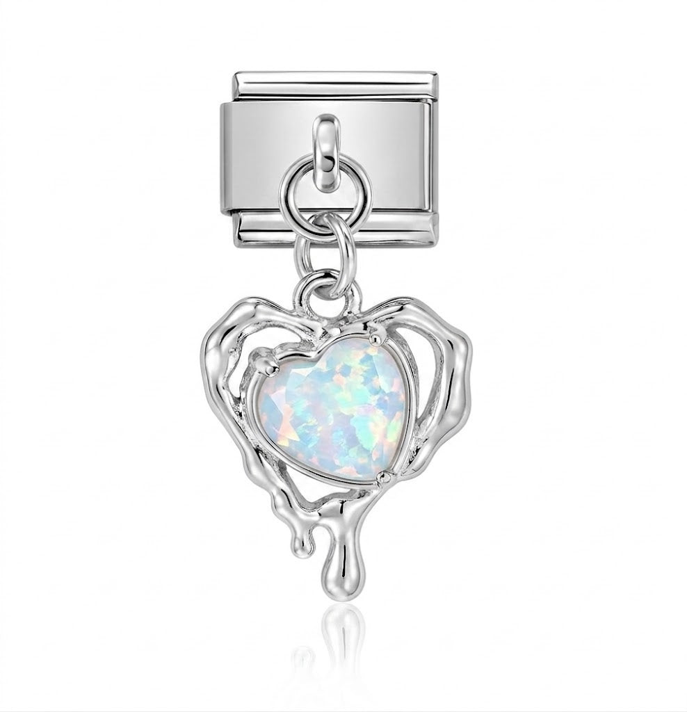 Crystal Dripping Heart Dangle Charm