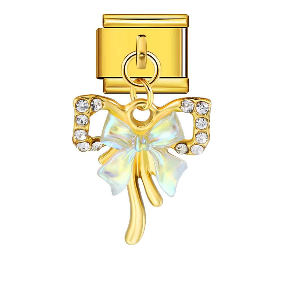 Iridescent Bow Double Dangle Charm