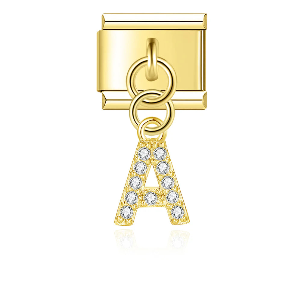Gold Glitter Letter Dangle Charm