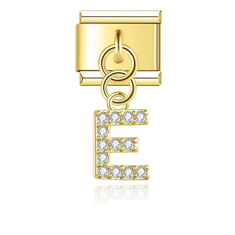 Gold Glitter Letter Dangle Charm