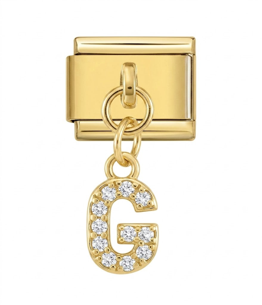 Gold Glitter Letter Dangle Charm