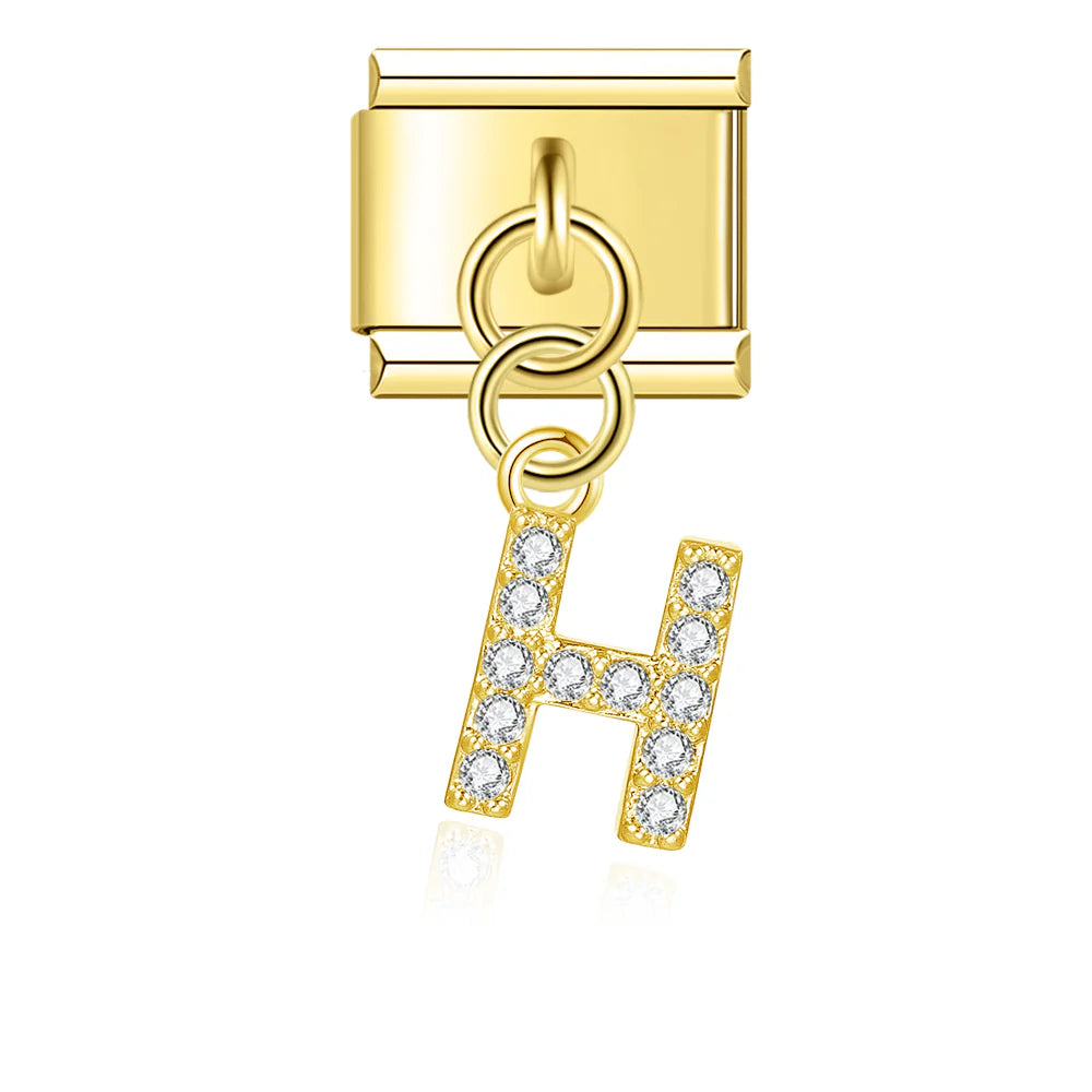 Gold Glitter Letter Dangle Charm