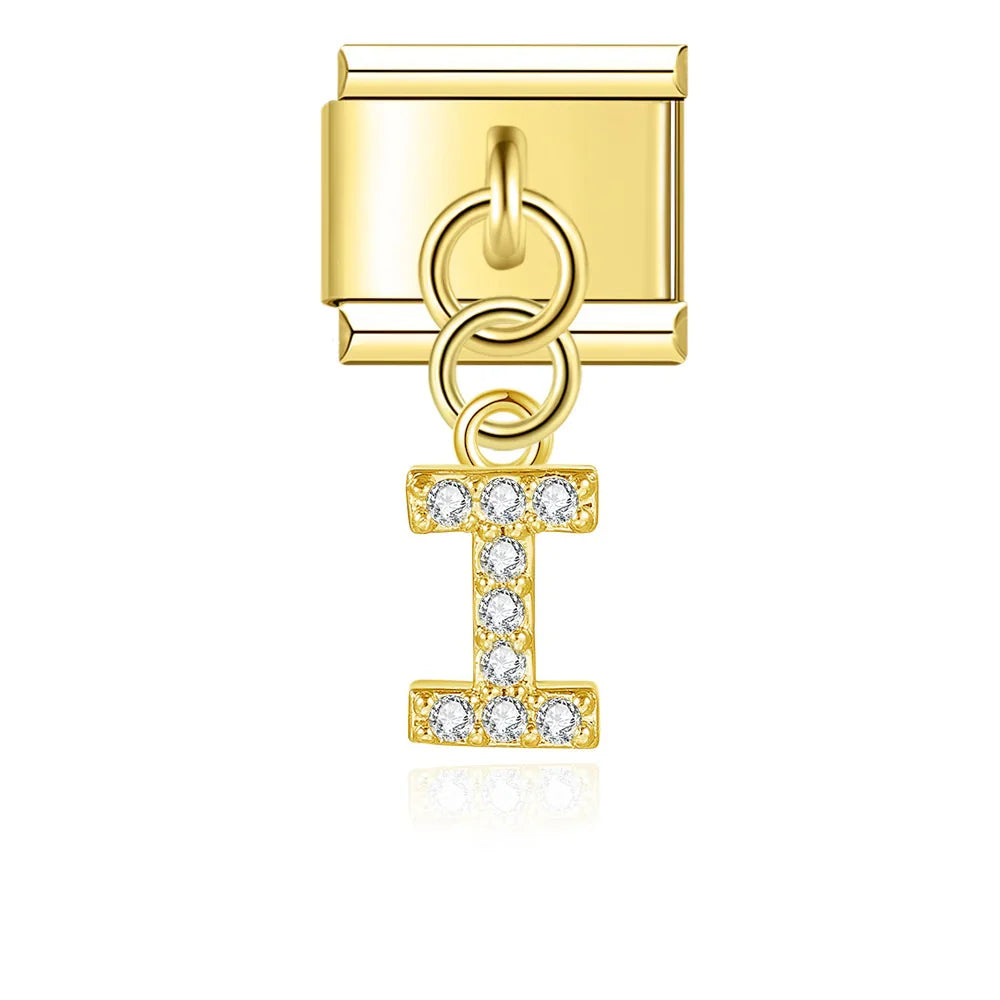 Gold Glitter Letter Dangle Charm
