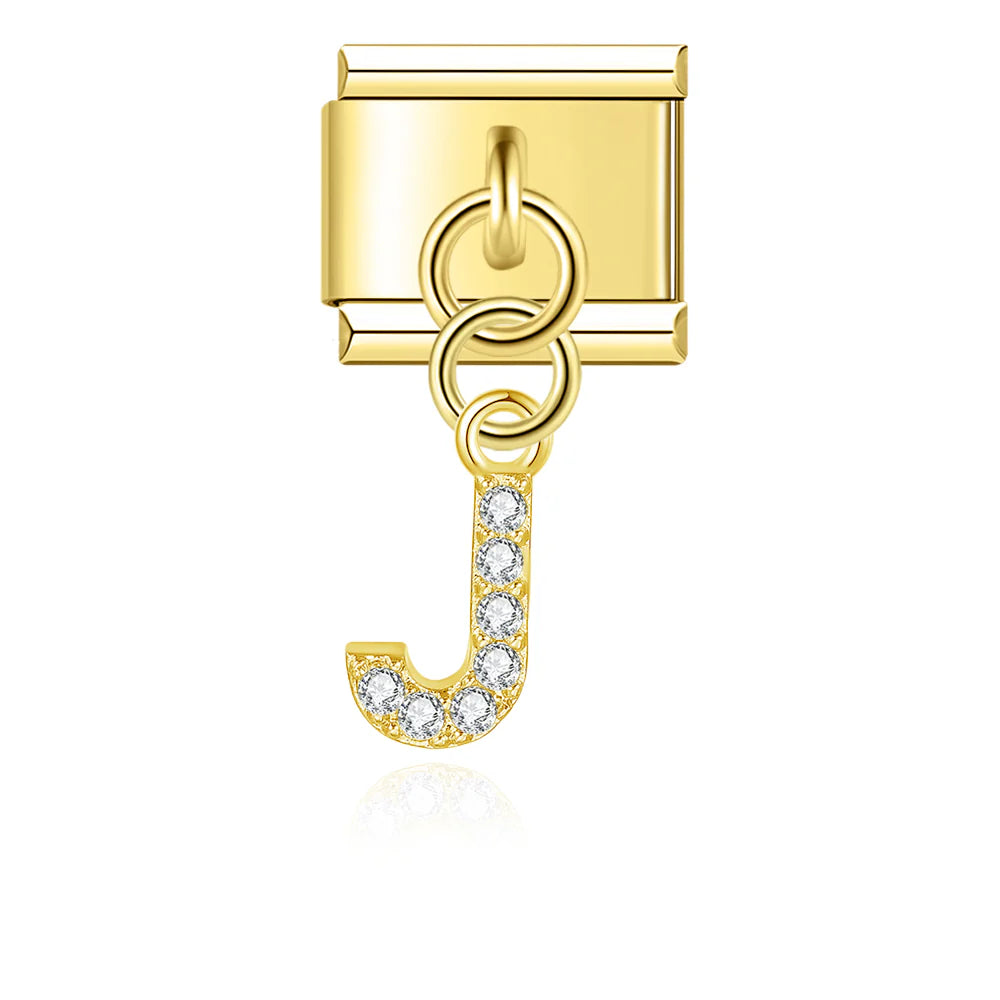 Gold Glitter Letter Dangle Charm