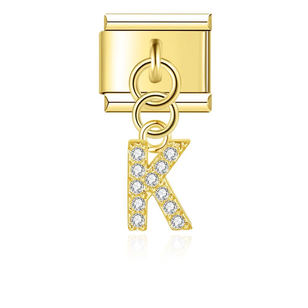 Gold Glitter Letter Dangle Charm