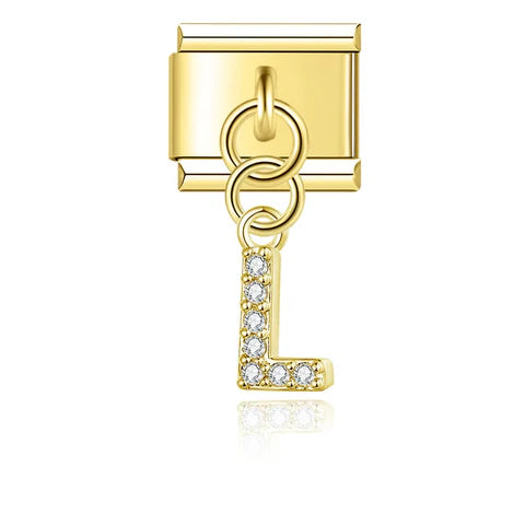 Gold Glitter Letter Dangle Charm