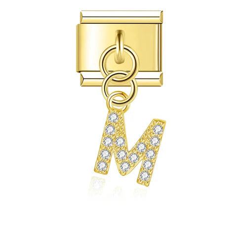 Gold Glitter Letter Dangle Charm
