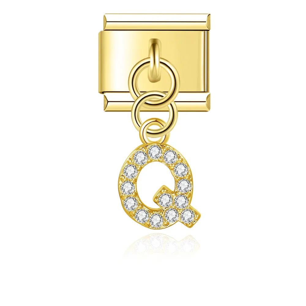 Gold Glitter Letter Dangle Charm