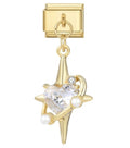 crystal heart on north star charm