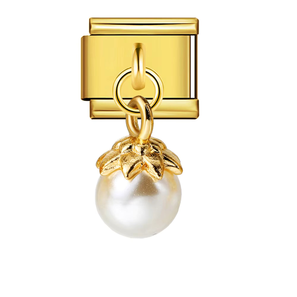 Gold pearl on a white background