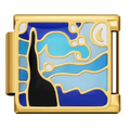 gold charm with abstract design on a white background