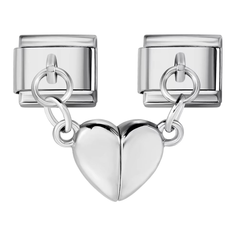 Magnetic Couple Heart Dangle Charm