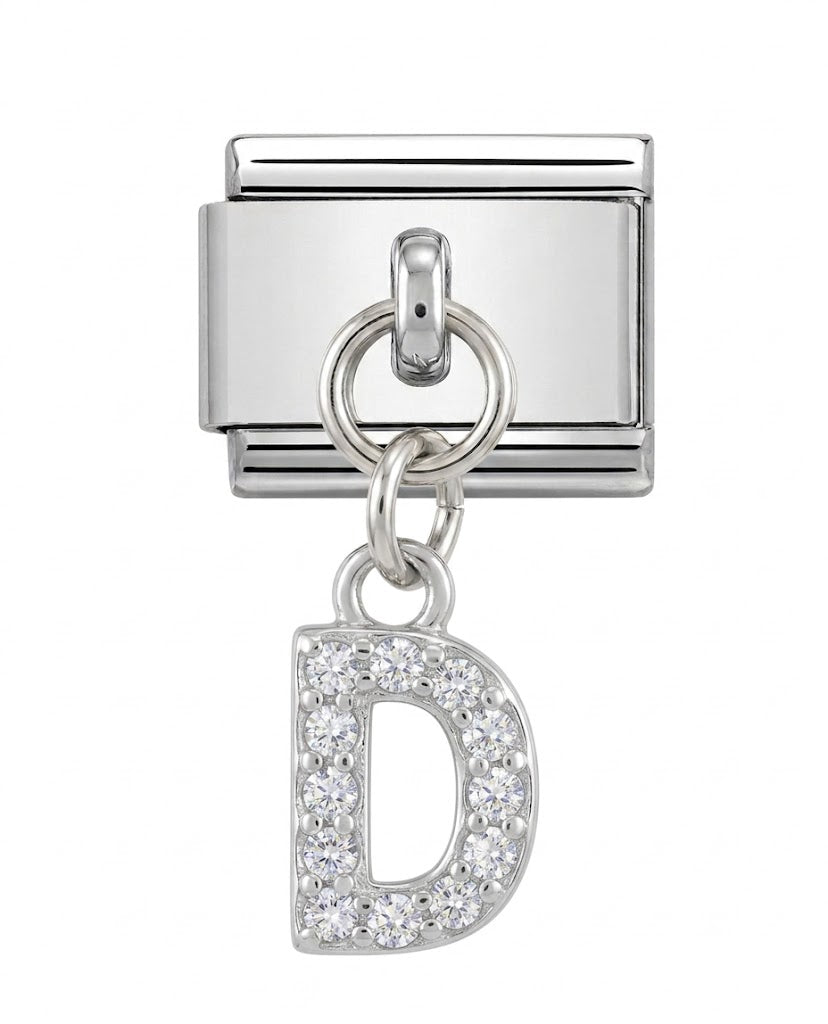 Silver glitter letter D