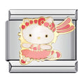 silver charm with a cat cartoon character design on a white background