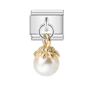 Silver pearl on a white background