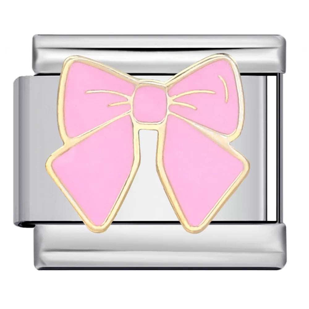 Pink Enamel Bow Classic Charm