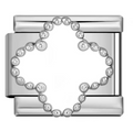 Silver charm with a clover design on a white background